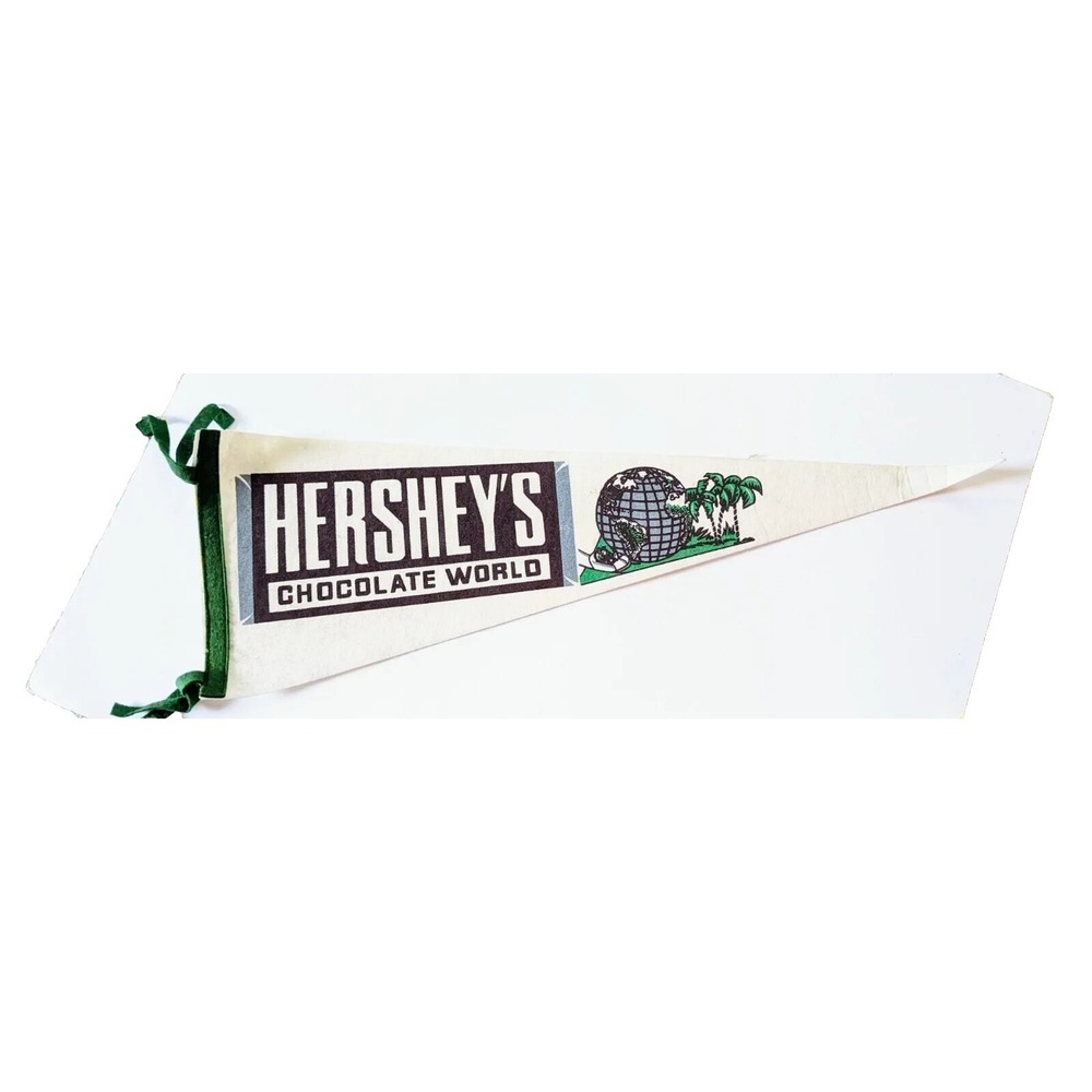 Vintage Travel Souvenir Felt Pennant Flag Hershey's Chocolate World PA 27"